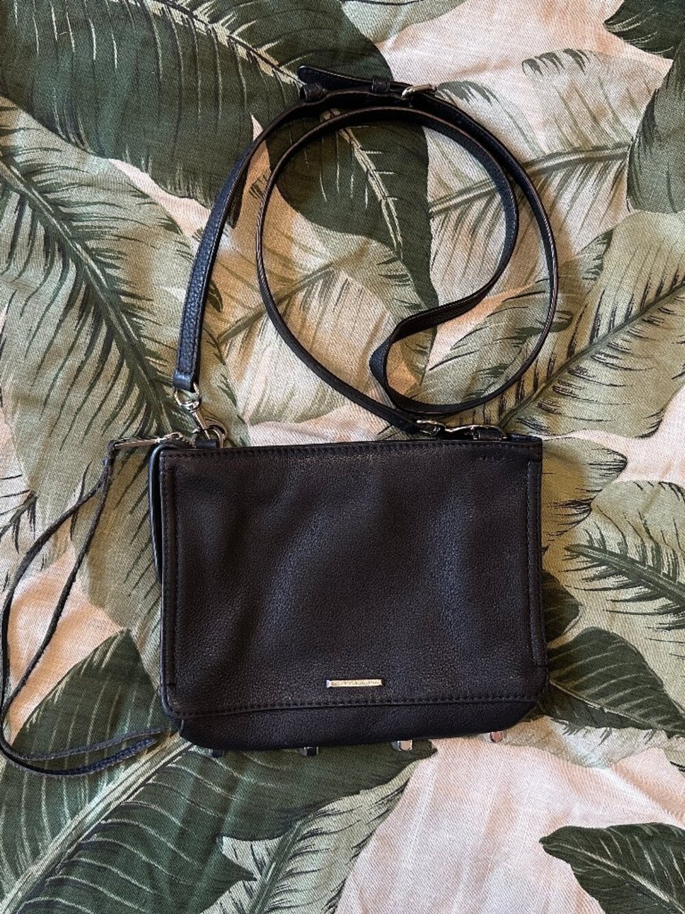 REBECCA MINKOFF Black Pebbled Leather Crossbody Bag